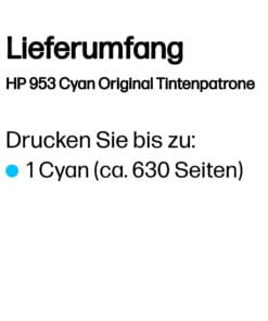 HP Tintenpatrone Nr. 953 F6U12AE Cyan (ca. 630 Seiten) HP Tintenpatrone Nr. 953 F6U12AE Cyan (ca. 630 Seiten) – Bild 3