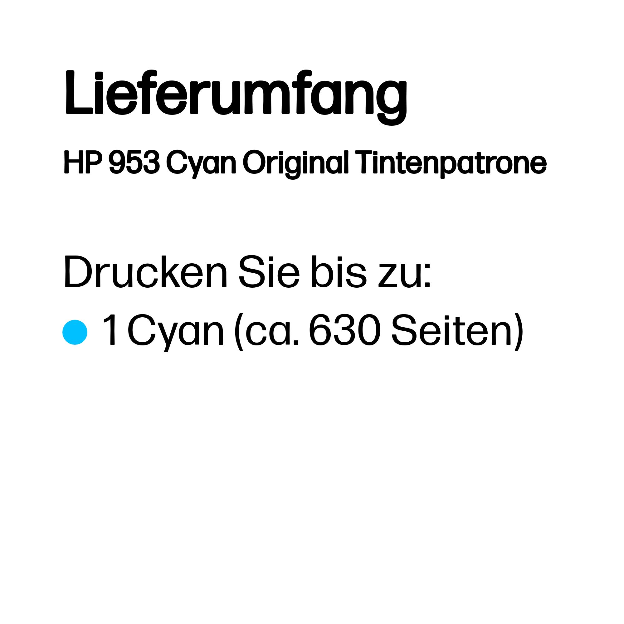 HP Tintenpatrone Nr. 953 F6U12AE Cyan (ca. 630 Seiten) HP Tintenpatrone Nr. 953 F6U12AE Cyan (ca. 630 Seiten) – Bild 3