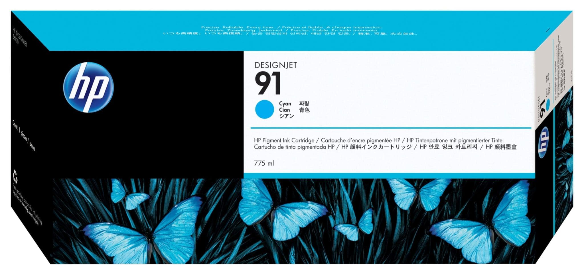 HP 91 Cyan Druckerpatrone, pigmentbasiert, 775 ml HP 91 Cyan Druckerpatrone, pigmentbasiert, 775 ml