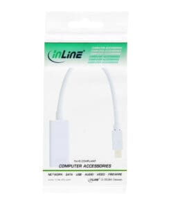 Alternative view of InLine® Mini DisplayPort HDMI Adapterkabel mit Audio, Mini DisplayPort Stecker auf HDMI Buchse, 4K/30Hz, weiß, 0,15m