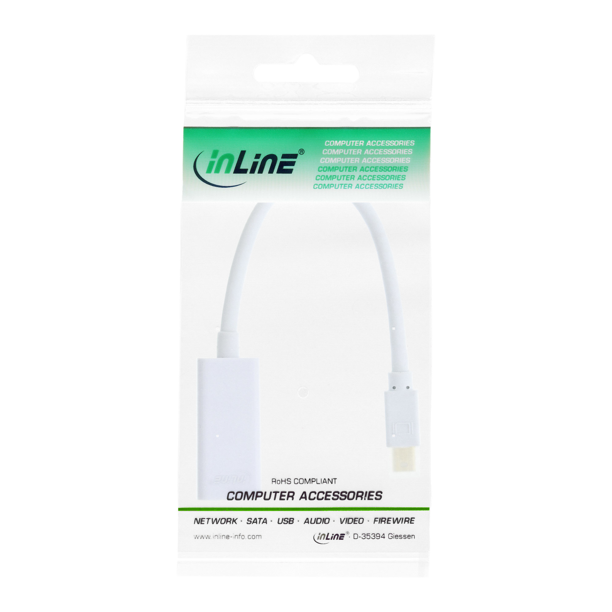 InLine® Mini DisplayPort HDMI Adapterkabel mit Audio, Mini DisplayPort Stecker auf HDMI Buchse, 4K/30Hz, weiß, 0,15m InLine® Mini DisplayPort HDMI Adapterkabel mit Audio, Mini DisplayPort Stecker auf HDMI Buchse, 4K/30Hz, weiß, 0,15m – Bild 2