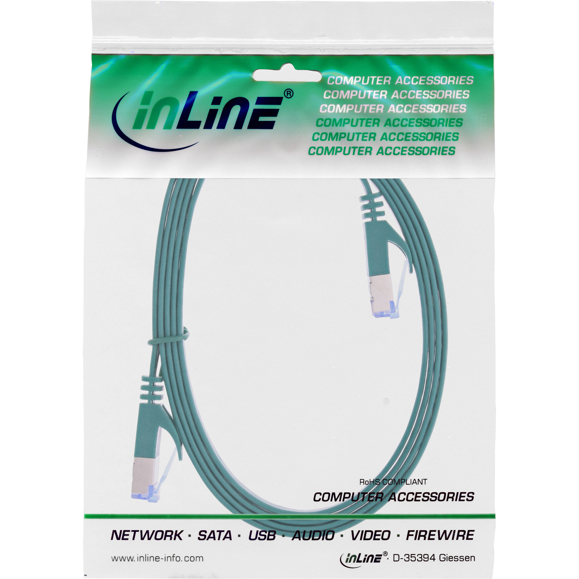 InLine® Patchkabel flach, U/FTP, Cat.6A, grün, 0,5m, grün InLine® Patchkabel flach, U/FTP, Cat.6A, grün, 0,5m, grün – Bild 2
