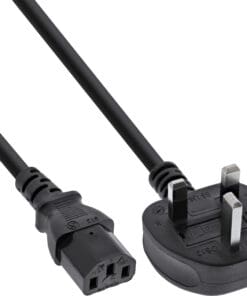 InLine® Netzkabel, Netzstecker England auf Kaltgerätestecker C13, 1,0m, schwarz