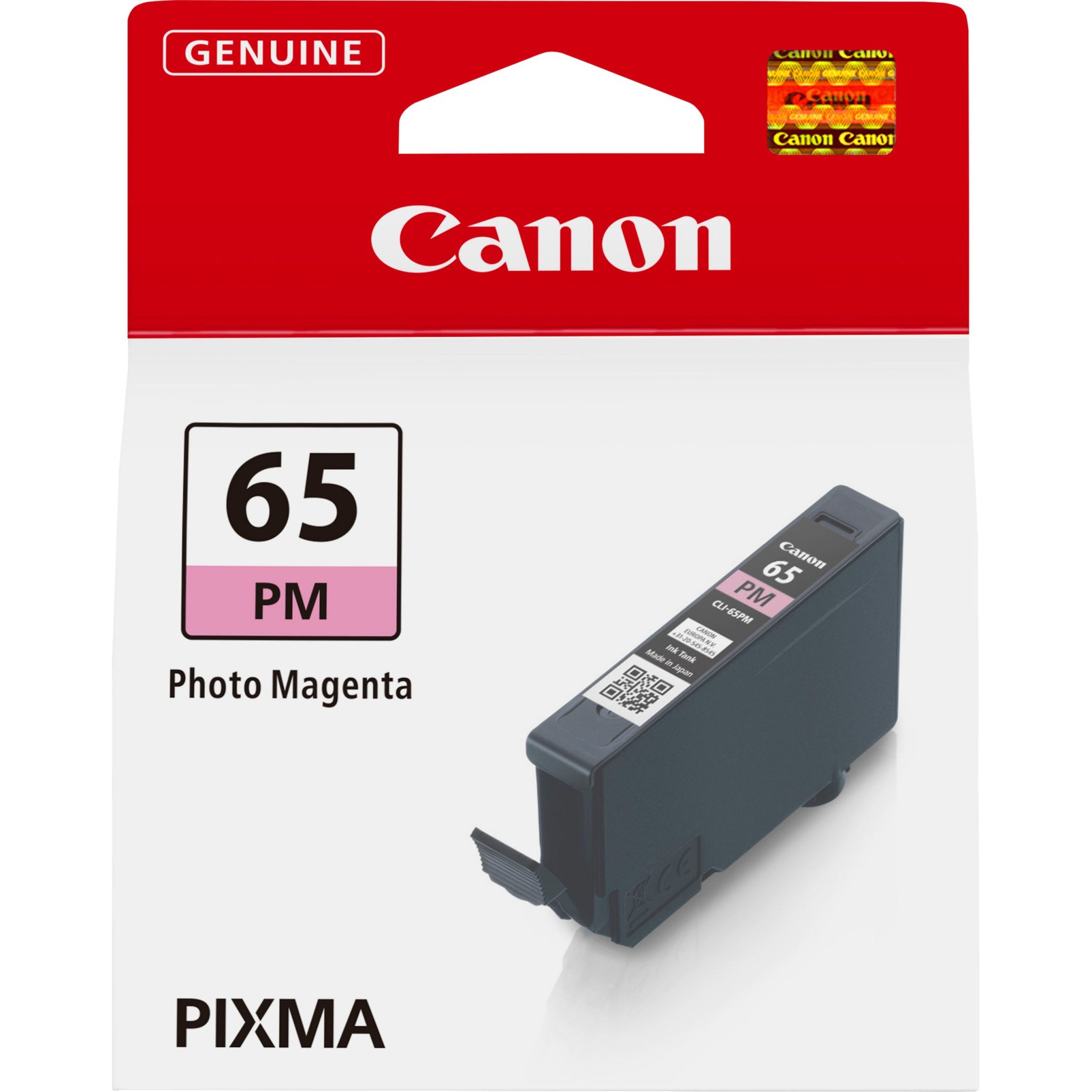 Canon Tintenpatrone CLI-65 PM Magenta (12,6ml) Die farbstoffbasierten Tinten "ChromaLife100+" liefern herausragende Qualität und lebendige Bilder in Farbe und Schwarzweiß. Mit dem 12,6 ml Tintentank Foto-Cyan können bis zu 275 Fotos im Format 10 x 15 cm¹ bzw. 59 Fotos im A3+ Format² gedruckt werden.