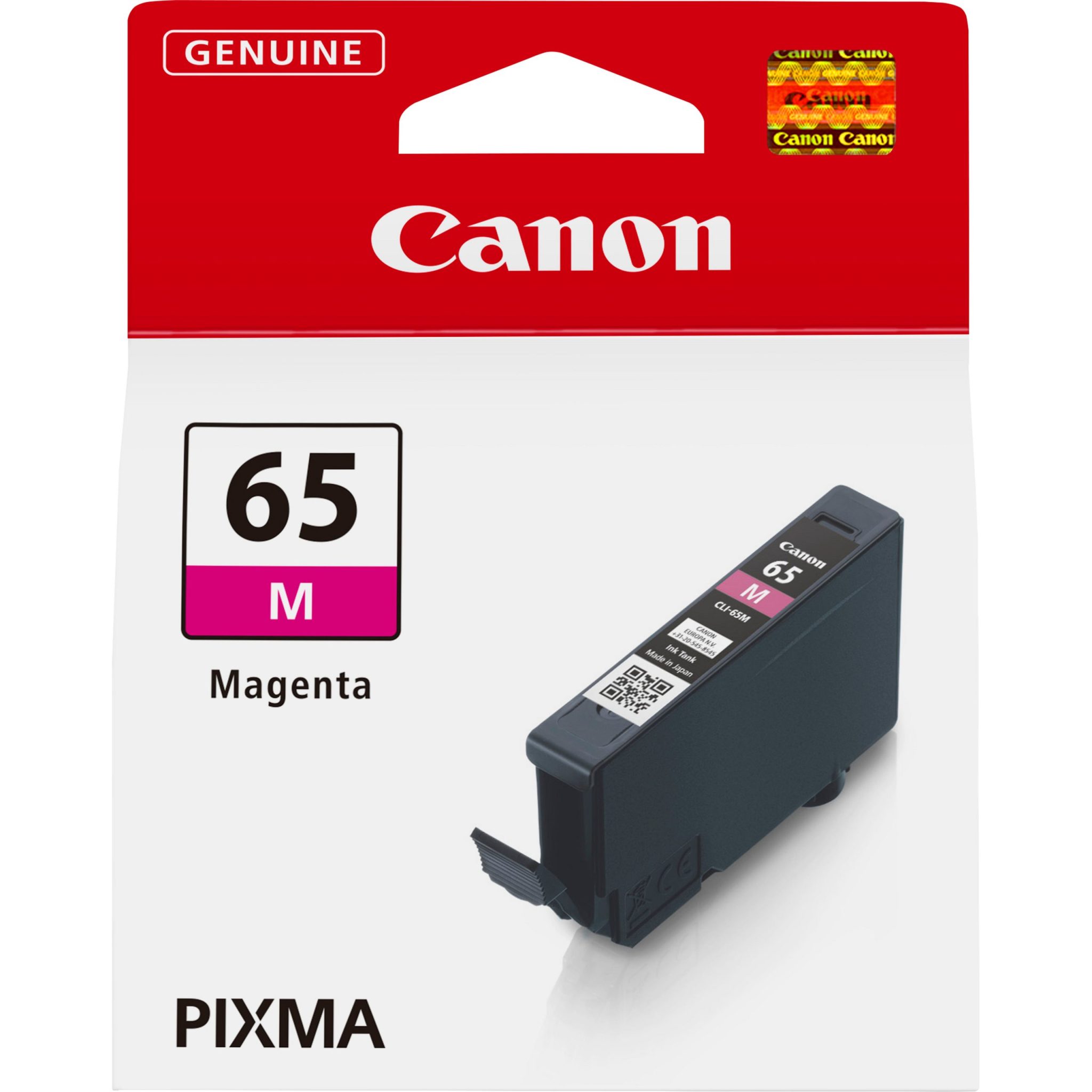 Canon Tintenpatrone CLI-65 M Magenta (12,6ml) Die farbstoffbasierten Tinten "ChromaLife100+" liefern herausragende Qualität und lebendige Bilder in Farbe und Schwarzweiß. Mit dem 12,6 ml Tintentank Hellgrau können bis zu 965 Fotos im Format 10 x 15 cm¹ bzw. 139 Fotos im A3+ Format² gedruckt werden.