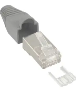 InLine® Crimpstecker RJ45 geschirmt, mit Knickschutz und Einfädelhilfe, 10er Pack, grau, grau