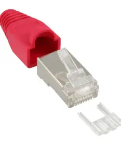 InLine® Crimpstecker RJ45 geschirmt, mit Knickschutz und Einfädelhilfe, 10er Pack, rot, rot