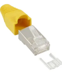InLine® Crimpstecker RJ45 geschirmt, mit Knickschutz und Einfädelhilfe, 10er Pack, gelb, gelb