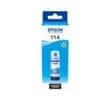 Epson Tintenflasche 114 Cyan (70ml) Geringe Druckkosten<br>Extrem niedrige Kosten pro Seite dank des innovativen Tintennachfüllsystems mit Schlüssel-Schloss-Prinzip. Drucken Sie bis zu 2.300 hochwertige Fotos mit nur einem Satz Tintenflaschen¹.<br>Fotos, die Generationen überdauern<br>Sie können sich darauf verlassen, dass mit Claria ET Premium-Tinte gedruckte und in einem Fotoalbum aufbewahrte Fotos bis zu 300 Jahre überdauern2.<br>Verlassen Sie sich auf das Original<br>Genießen Sie einfaches und zuverlässiges Drucken mit Epson Original Tinten. Wir investieren viel in Forschung sowie Hightech-Fertigungsanlagen und unterziehen unsere Produkte strengen Tests, um Ihnen eine optimale Qualität zu bieten. Die Tintenflaschen von Epson sind zudem dank eines neuen Designs noch einfacher zu benutzen. Die neu konzipierten Flaschen machen das Nachfüllen zu einem Kinderspiel. Durch das Schlüssel-Schloss-Prinzip kann nur die jeweils passende Farbe in den entsprechenden Tintentank eingefüllt werden.