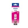 Epson Tintenflasche 114 Magenta (70ml) Geringe Druckkosten<br>Extrem niedrige Kosten pro Seite dank des innovativen Tintennachfüllsystems mit Schlüssel-Schloss-Prinzip. Drucken Sie bis zu 2.300 hochwertige Fotos mit nur einem Satz Tintenflaschen¹.<br>Fotos, die Generationen überdauern<br>Sie können sich darauf verlassen, dass mit Claria ET Premium-Tinte gedruckte und in einem Fotoalbum aufbewahrte Fotos bis zu 300 Jahre überdauern2.<br>Verlassen Sie sich auf das Original<br>Genießen Sie einfaches und zuverlässiges Drucken mit Epson Original Tinten. Wir investieren viel in Forschung sowie Hightech-Fertigungsanlagen und unterziehen unsere Produkte strengen Tests, um Ihnen eine optimale Qualität zu bieten. Die Tintenflaschen von Epson sind zudem dank eines neuen Designs noch einfacher zu benutzen. Die neu konzipierten Flaschen machen das Nachfüllen zu einem Kinderspiel. Durch das Schlüssel-Schloss-Prinzip kann nur die jeweils passende Farbe in den entsprechenden Tintentank eingefüllt werden.