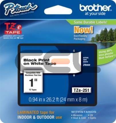 Schriftband TZe-251CIV schwarz auf weiß 24mm x 8m Schriftband TZe-251CIV schwarz auf weiß 24mm x 8m