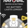 Rayovac Hörgerätebatterie 10 (PR70) 6er Blister Wandmontagehalter