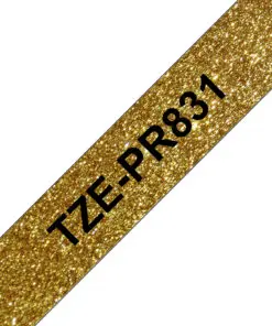 Premium Schriftband TZe-PR831 (lam.) Schwarz auf Gold 12mm