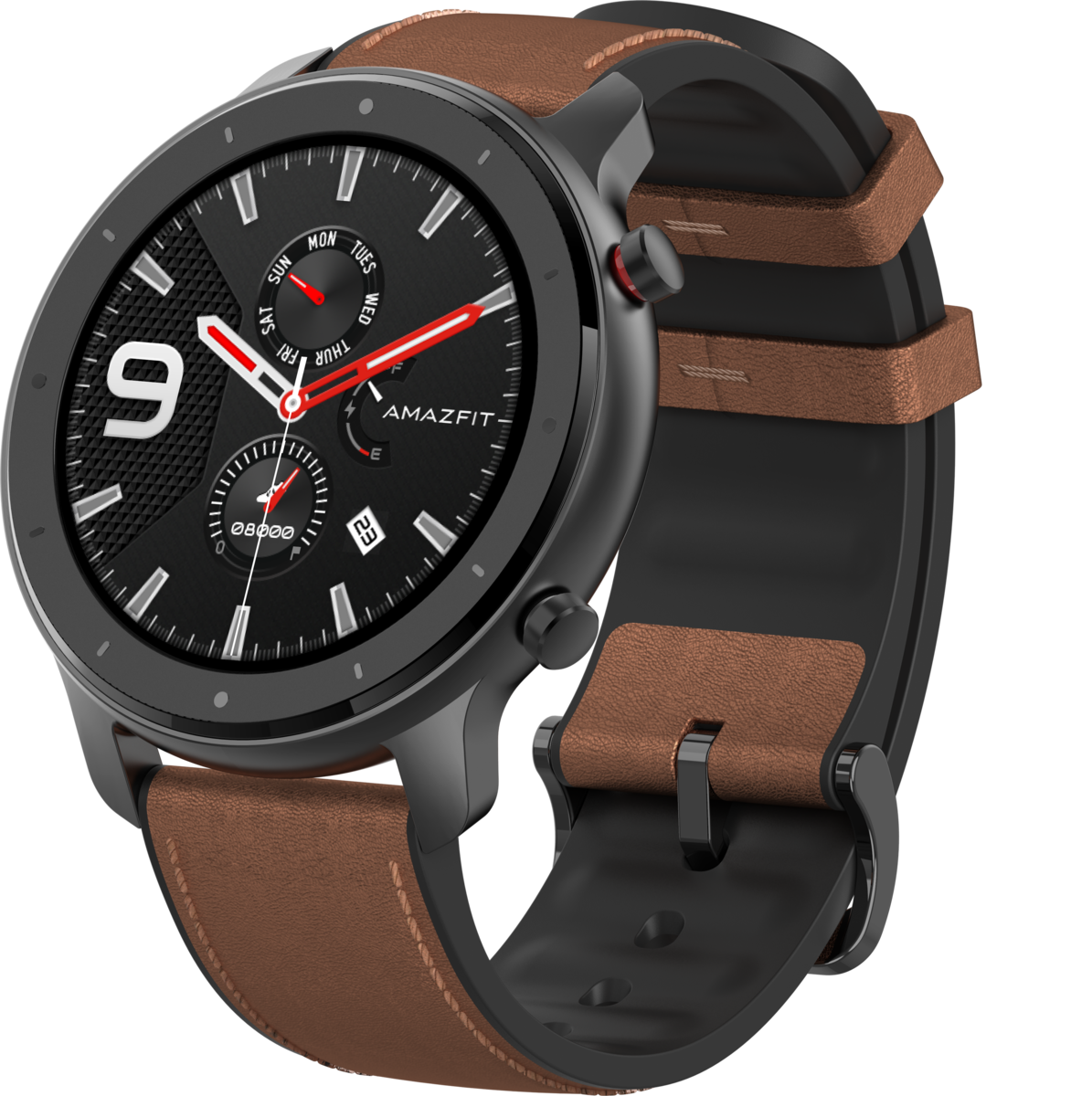 Amazfit GTR 47MM aluminum alloy, brown leather + silicone stra Amazfit GTR 47MM aluminum alloy, brown leather + silicone stra