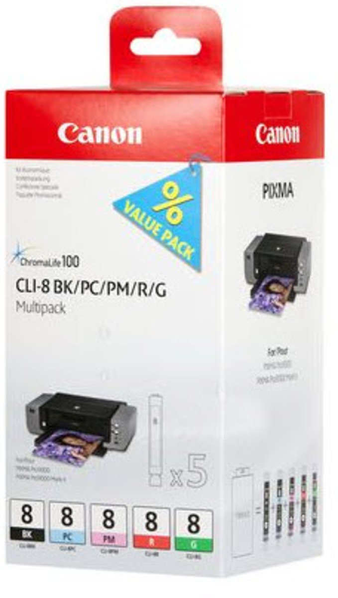 Canon Tintenpatrone CLI-8 Multipack (bk/pc/pm/r/g) Canon Tintenpatrone CLI-8 Multipack (bk/pc/pm/r/g)