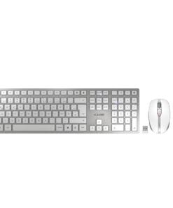 CHERRY DW 9100 SLIM Tastatur mit Maus Set kabellos silber/weiß