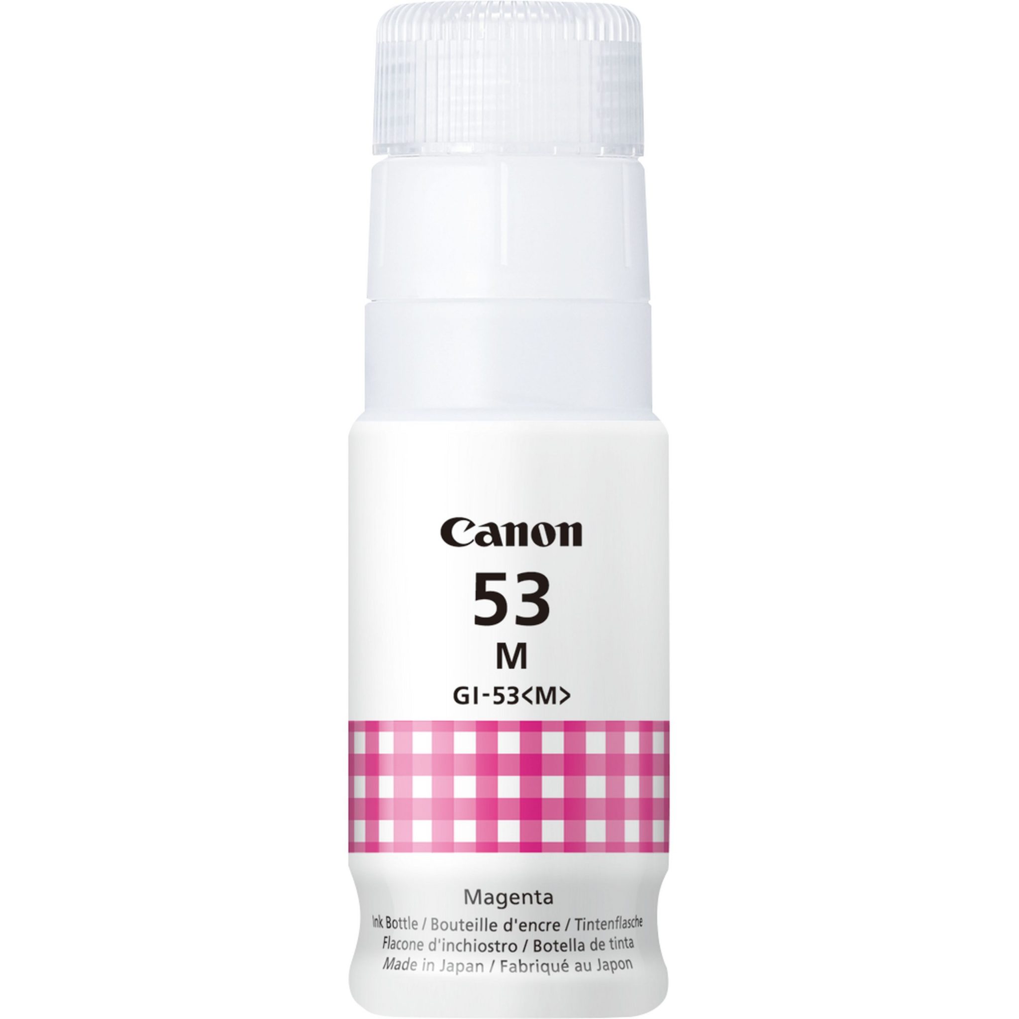 Canon Tintenflasche GI-53 Magenta (53ml) Mit dieser 60-ml-Flasche Rot-Tinte auf Farbstoffbasis druckst du große Mengen an Fotos zu niedrigen Gesamtkosten. Diese Tinte ist ideal für Fotos, und ein Set Tintenflaschen ermöglicht den Druck von bis zu 3.800 Fotos¹, so dass seltener nachgefüllt werden muss. Die innovative ChromaLife100 Tinte sorgt für einen hochwertigen Fotodruck und eine Farbstabilität, mit der deine Ausdrucke bis zu 100 Jahre² halten. Dank des verbesserten Designs müssen die Flaschen nicht gequetscht werden, und je nach Farbe haben sie eine individuelle Anschlussform – das Nachfüllen der Tintentanks war nie einfacher.