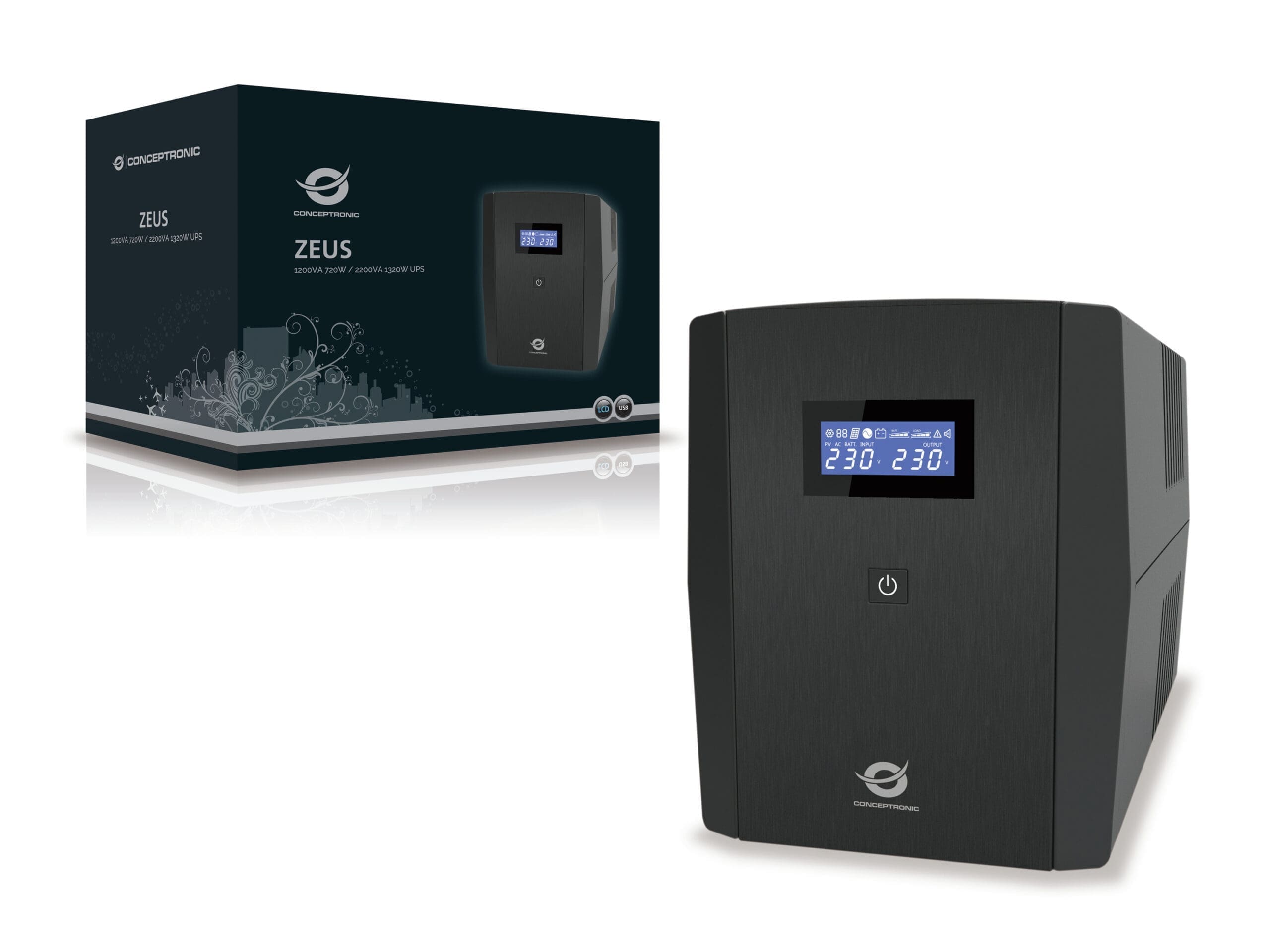 Conceptronic ZEUS 1200VA 720W USV, IEC + schuko Conceptronic ZEUS 1200VA 720W USV, IEC + schuko – Bild 2