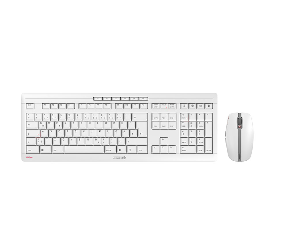CHERRY STREAM DESKTOP Tastatur mit Maus Set DE kabellos weißgrau CHERRY STREAM DESKTOP Tastatur mit Maus Set DE kabellos weißgrau