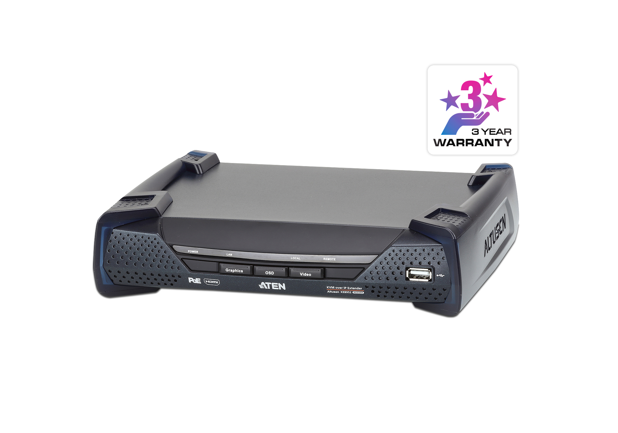 ATEN KE8952R Empfängerteil KVM over IP Extender mit PoE, 4K HDMI Einzeldisplay, RS232, USB, Audio ATEN KE8952R Empfängerteil KVM over IP Extender mit PoE, 4K HDMI Einzeldisplay, RS232, USB, Audio – Bild 2