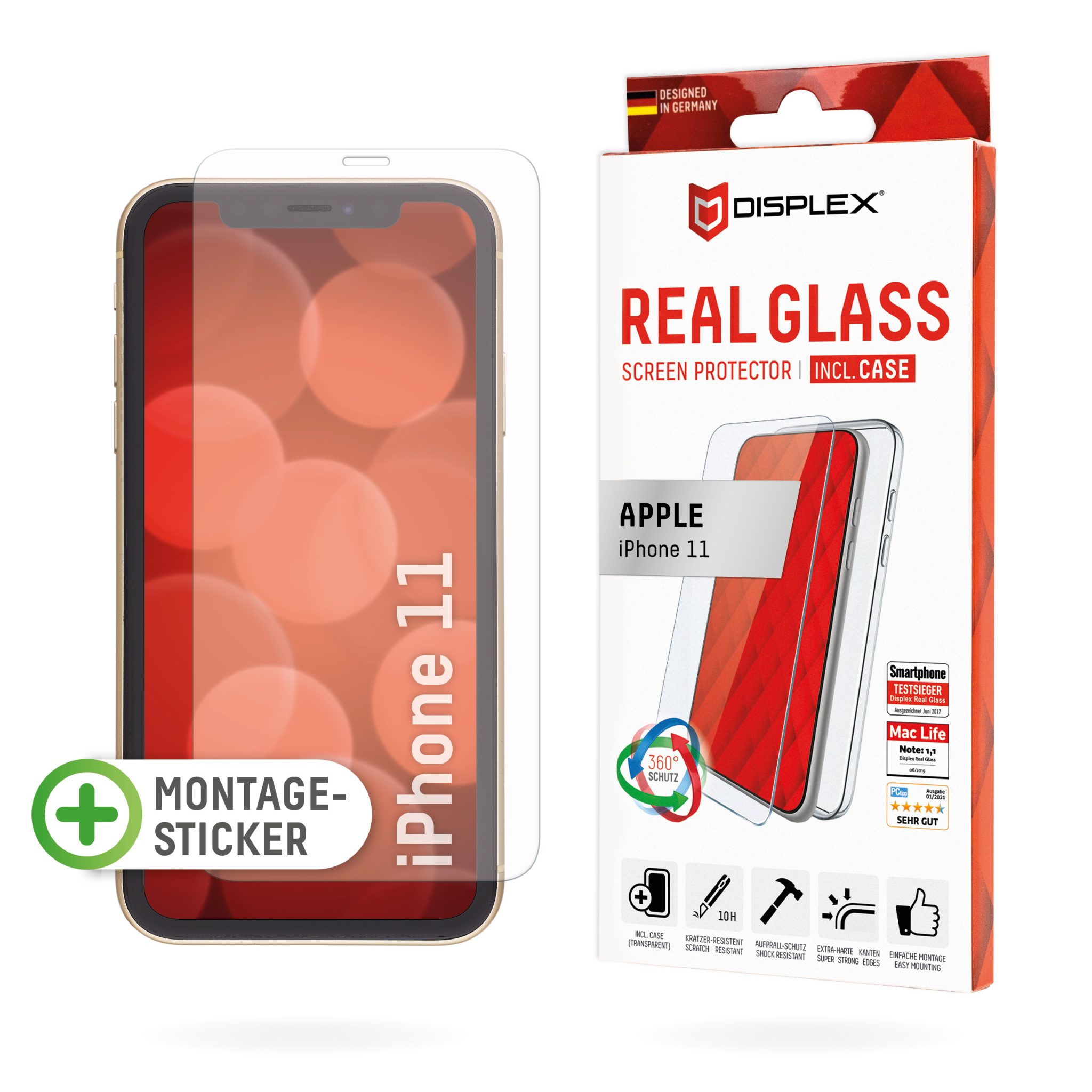 DISPLEX Panzerglas 10H inklusive Handyhülle transparent für Apple iPhone 11 DISPLEX Panzerglas 10H inklusive Handyhülle transparent für Apple iPhone 11