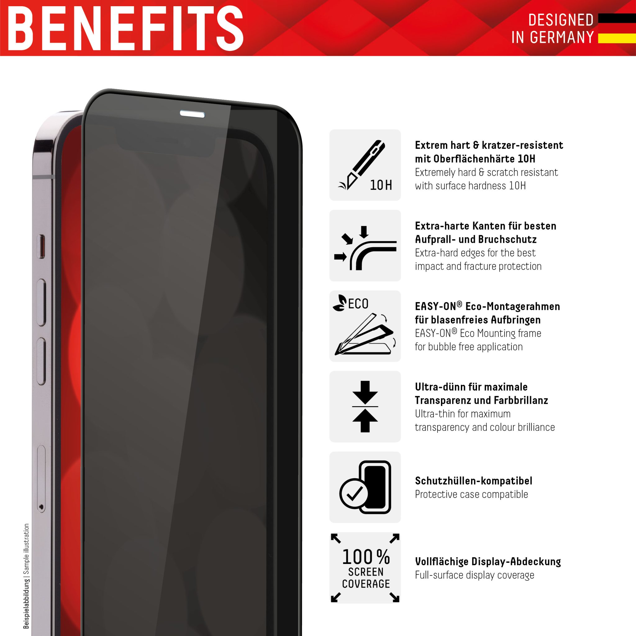 DISPLEX Sichtschutz / Privacy Panzerglas vollflächig für Apple iPhone Xr/11, Black DISPLEX Sichtschutz / Privacy Panzerglas vollflächig für Apple iPhone Xr/11, Black – Bild 2