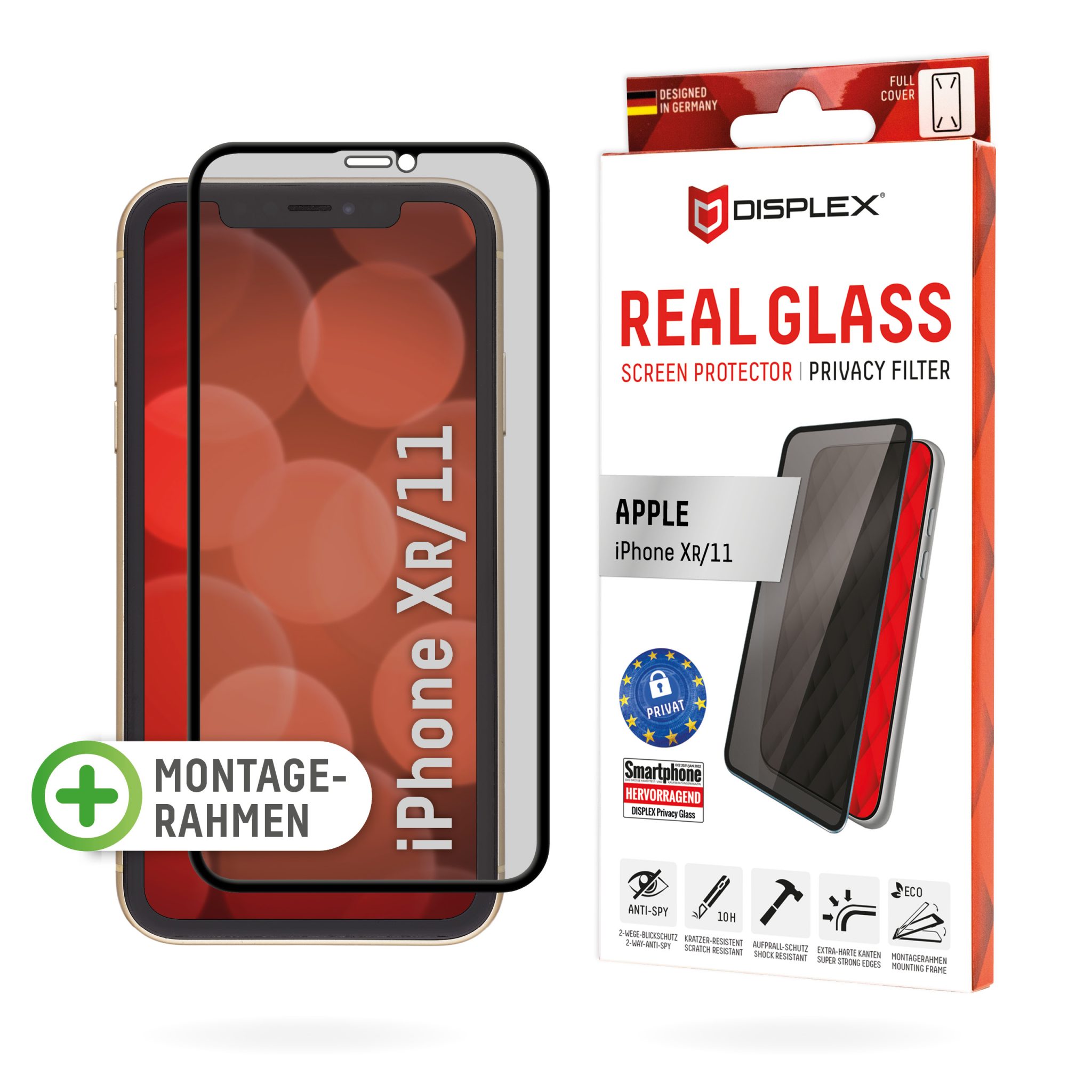 DISPLEX Sichtschutz / Privacy Panzerglas vollflächig für Apple iPhone Xr/11, Black DISPLEX Sichtschutz / Privacy Panzerglas vollflächig für Apple iPhone Xr/11, Black