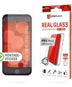 DISPLEX Panzerglas 10H inklusive Handyhülle transparent für Apple iPhone 6/7/8/SE (2020)