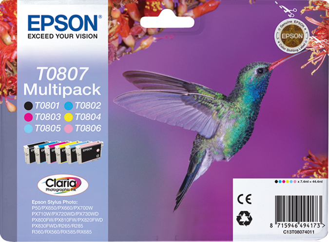 Epson Tintenpatronen Multipack T080 (6 Farben) Epson Tintenpatronen Multipack T080 (6 Farben)
