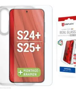 DISPLEX Panzerglas 10H inklusive Handyhülle transparent für Samsung Galaxy S24+, Galaxy S25+