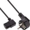 InLine® Netzkabel, Schutzkontakt gewinkelt auf Kaltgerätestecker C13 links abgewinkelt, 0,3m
