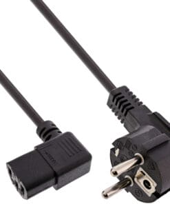 InLine® Netzkabel, Schutzkontakt gewinkelt auf Kaltgerätestecker C13 links abgewinkelt, 0,3m