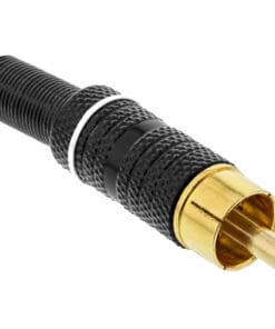 InLine® Cinchstecker Lötversion, Metall schwarz, Ring weiß, für 6mm Kabel, schwarz
