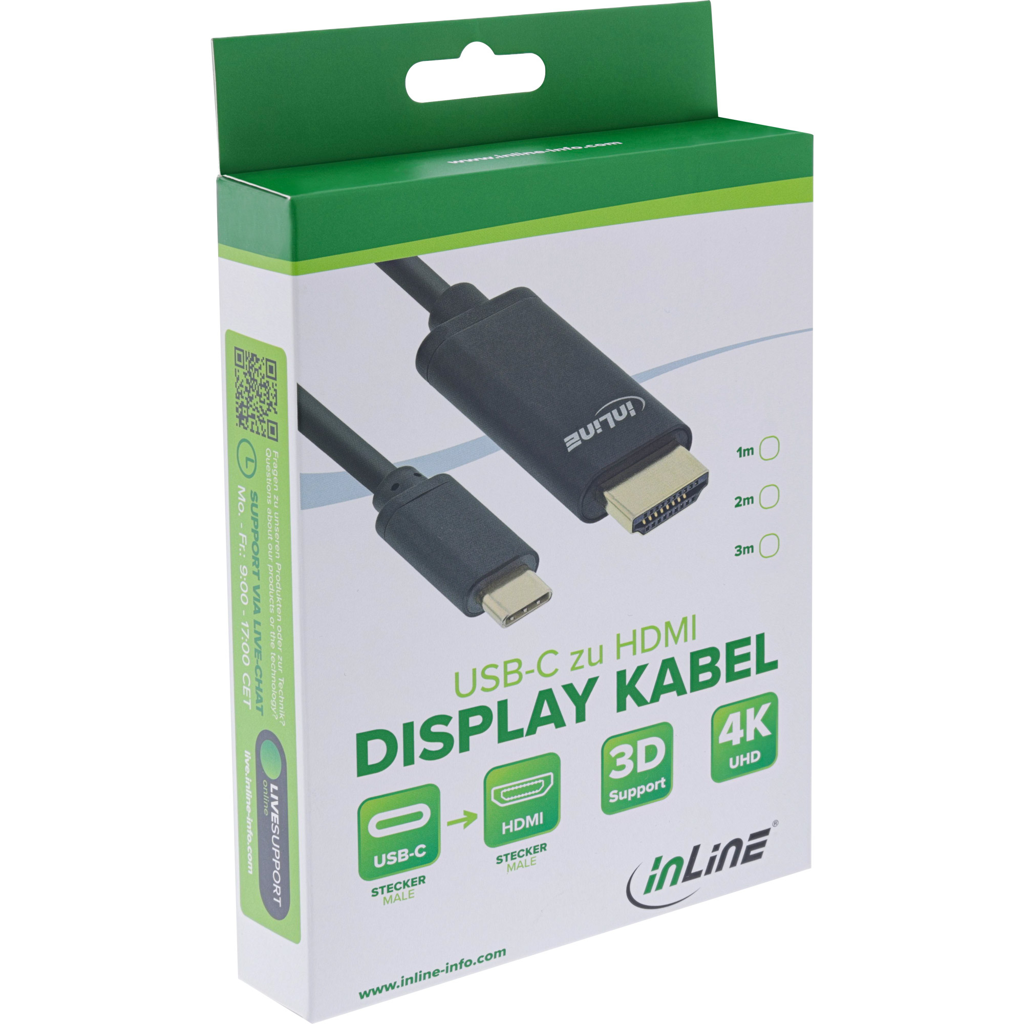 InLine® USB Display Kabel, USB Typ-C Stecker zu HDMI Stecker (DP Alt Mode), 4K2K, 3m InLine® USB Display Kabel, USB Typ-C Stecker zu HDMI Stecker (DP Alt Mode), 4K2K, 3m – Bild 2