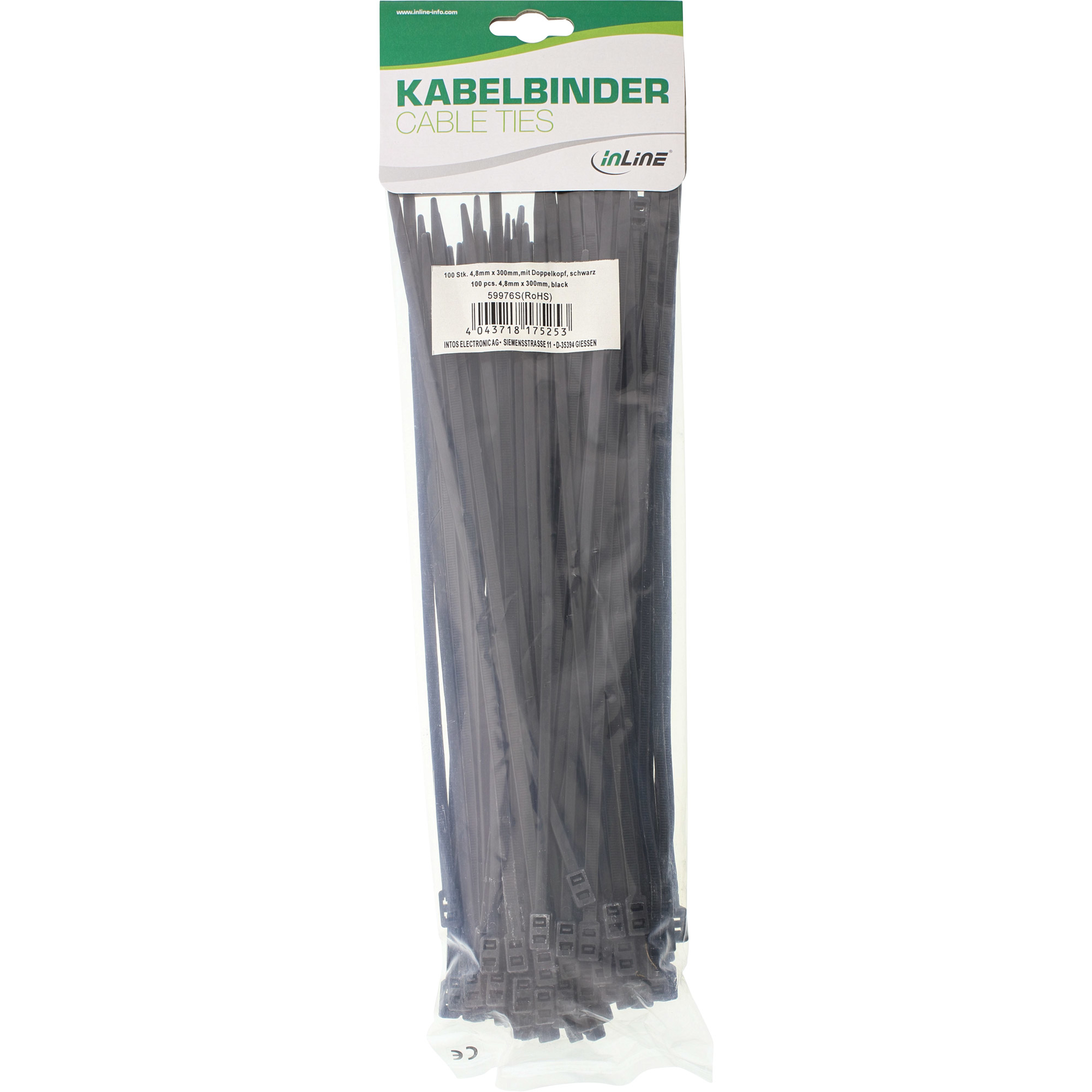 InLine® Kabelbinder mit Doppelkopf, Länge 300mm, Breite 4,8mm, schwarz, 100 Stück, schwarz InLine® Kabelbinder mit Doppelkopf, Länge 300mm, Breite 4,8mm, schwarz, 100 Stück, schwarz – Bild 4