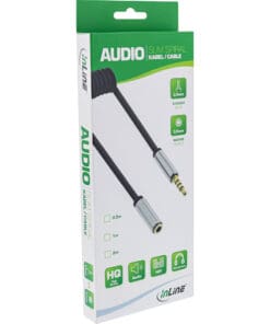 Alternative view of InLine® Slim Audio Spiralkabel Klinke 3,5mm ST/BU, 4-polig, Stereo, 2m, schwarz
