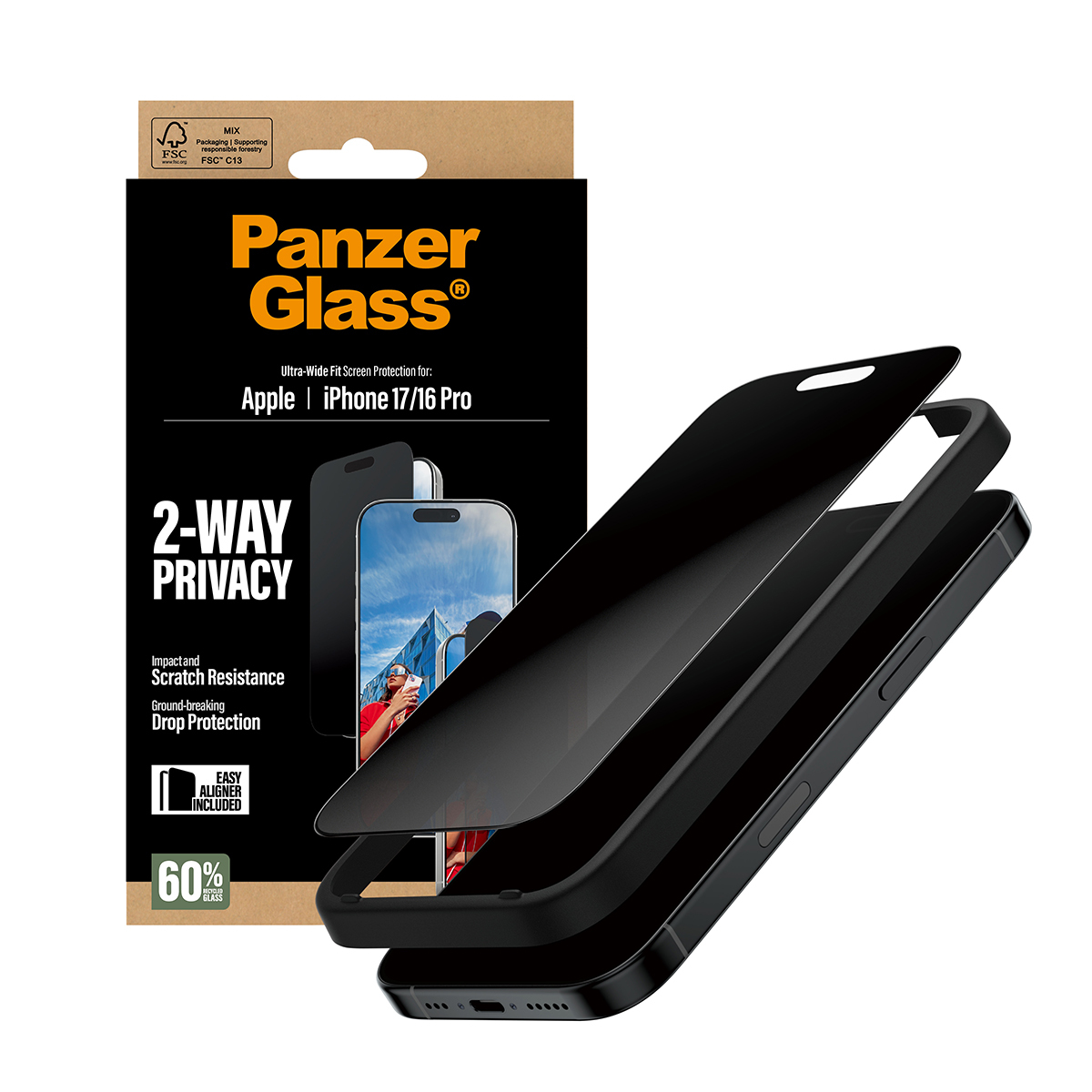 PanzerGlass 2-Way Privacy Schutzglas iPhone 17/16 Pro UWF PanzerGlass 2-Way Privacy Schutzglas iPhone 17/16 Pro UWF – Bild 6