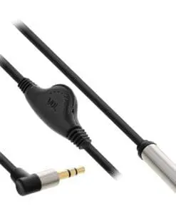 InLine® Slim Audio Kabel Klinke 3,5mm ST gewinkelt / BU, mit Lautstärkeregler, 0,25m
