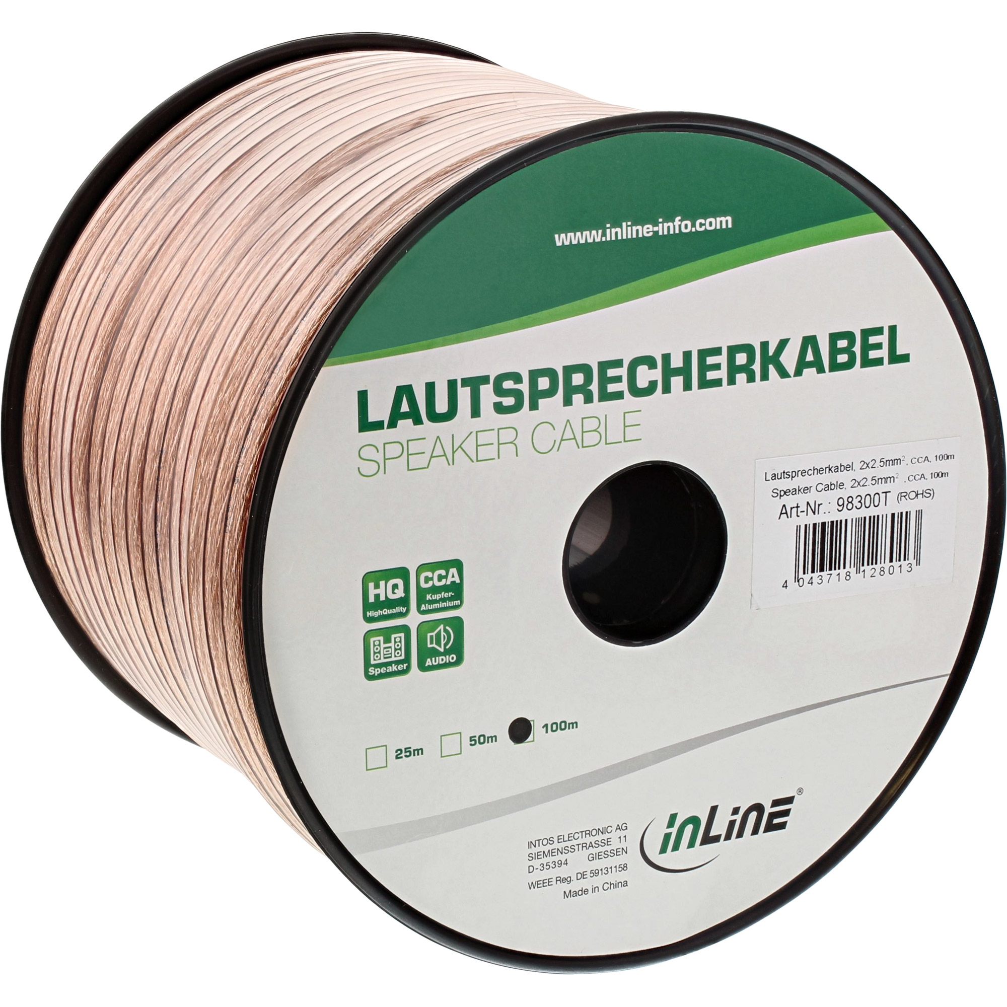 InLine® Lautsprecherkabel, 2x 2,5mm², CCA, transparent, 50m, transparent InLine® Lautsprecherkabel, 2x 2,5mm², CCA, transparent, 50m, transparent – Bild 3