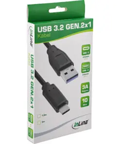 Alternative view of InLine® USB 3.1 Kabel, Typ C Stecker an A Stecker, schwarz, 1,5m, schwarz