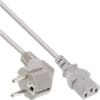 InLine® Netzkabel, Schutzkontakt gewinkelt auf Kaltgerätestecker C13, 1,0m, weiß