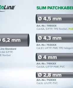 Alternative view of InLine® Patchkabel Slim, Cat.6A, S/FTP, TPE (LSZH) flexibel, PoE, magenta, 30m