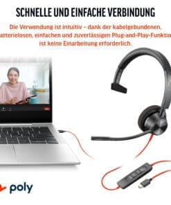 Poly Headset Blackwire C3310 Mono USB-C/A Teams Poly Headset Blackwire C3310 Mono USB-C/A Teams – Bild 4