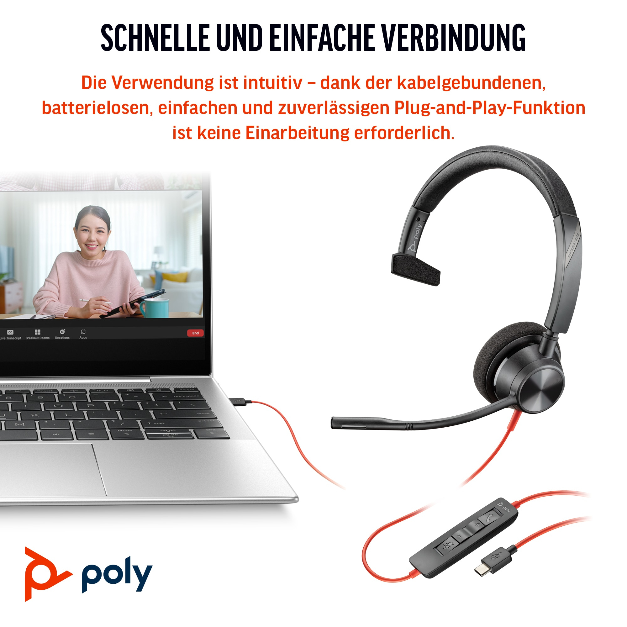 Poly Headset Blackwire C3310 Mono USB-C/A Teams Poly Headset Blackwire C3310 Mono USB-C/A Teams – Bild 4