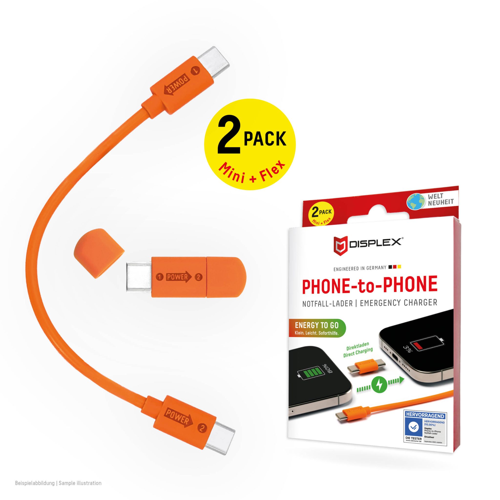 DISPLEX Phone-to-Phone Notfall-Lader, Charger DISPLEX Phone-to-Phone Notfall-Lader, Charger