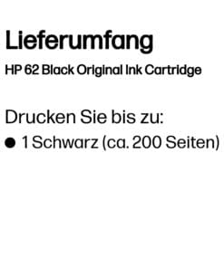 HP 62 Schwarz Original Druckerpatrone HP 62 Schwarz Original Druckerpatrone – Bild 3