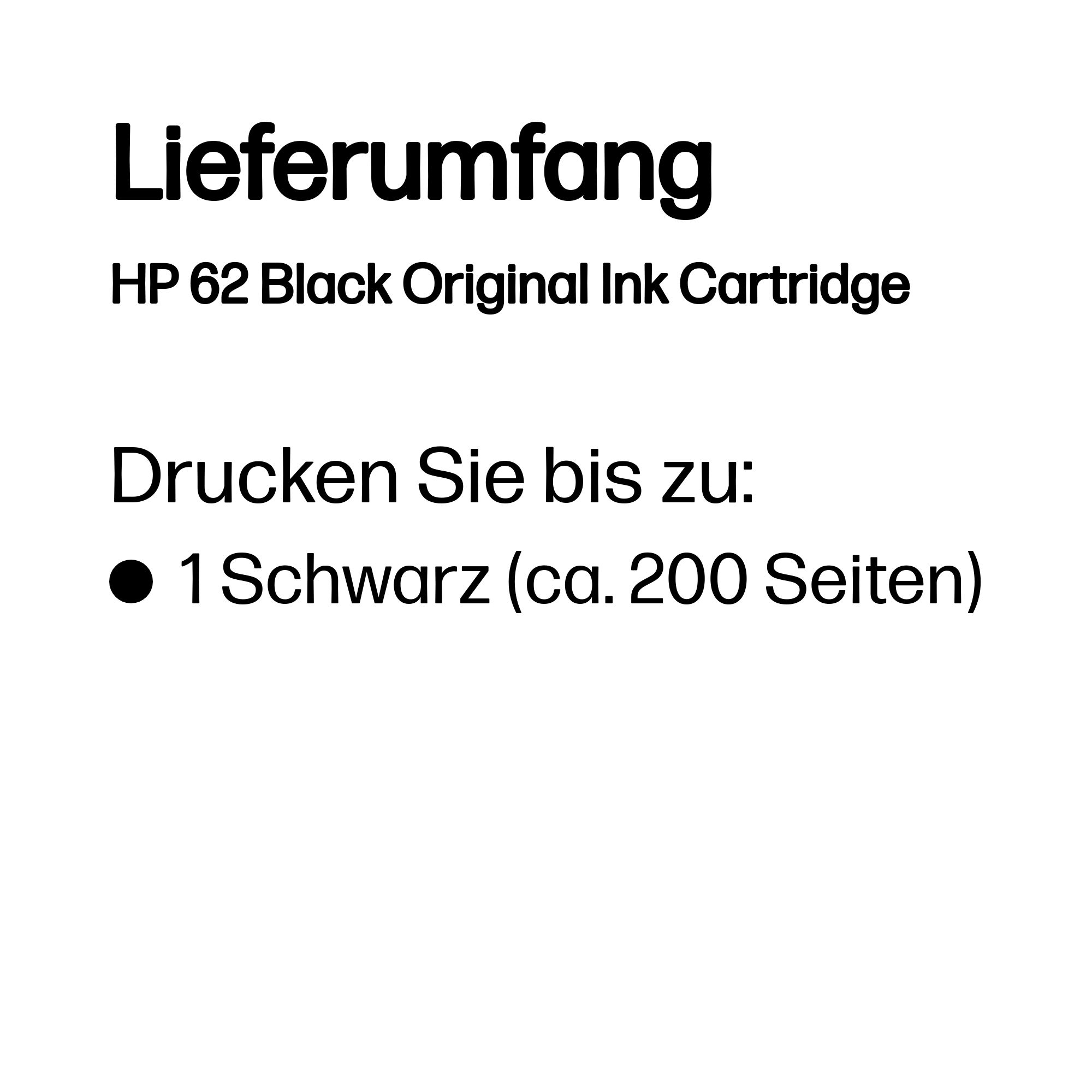 HP 62 Schwarz Original Druckerpatrone HP 62 Schwarz Original Druckerpatrone – Bild 3