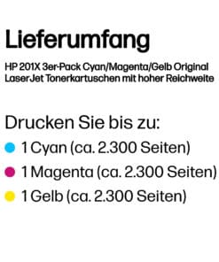 HP 201X 3er-Pack Cyan/Magenta/Gelb Orig. LaserJet Tonerkar. HP 201X 3er-Pack Cyan/Magenta/Gelb Orig. LaserJet Tonerkar. – Bild 3