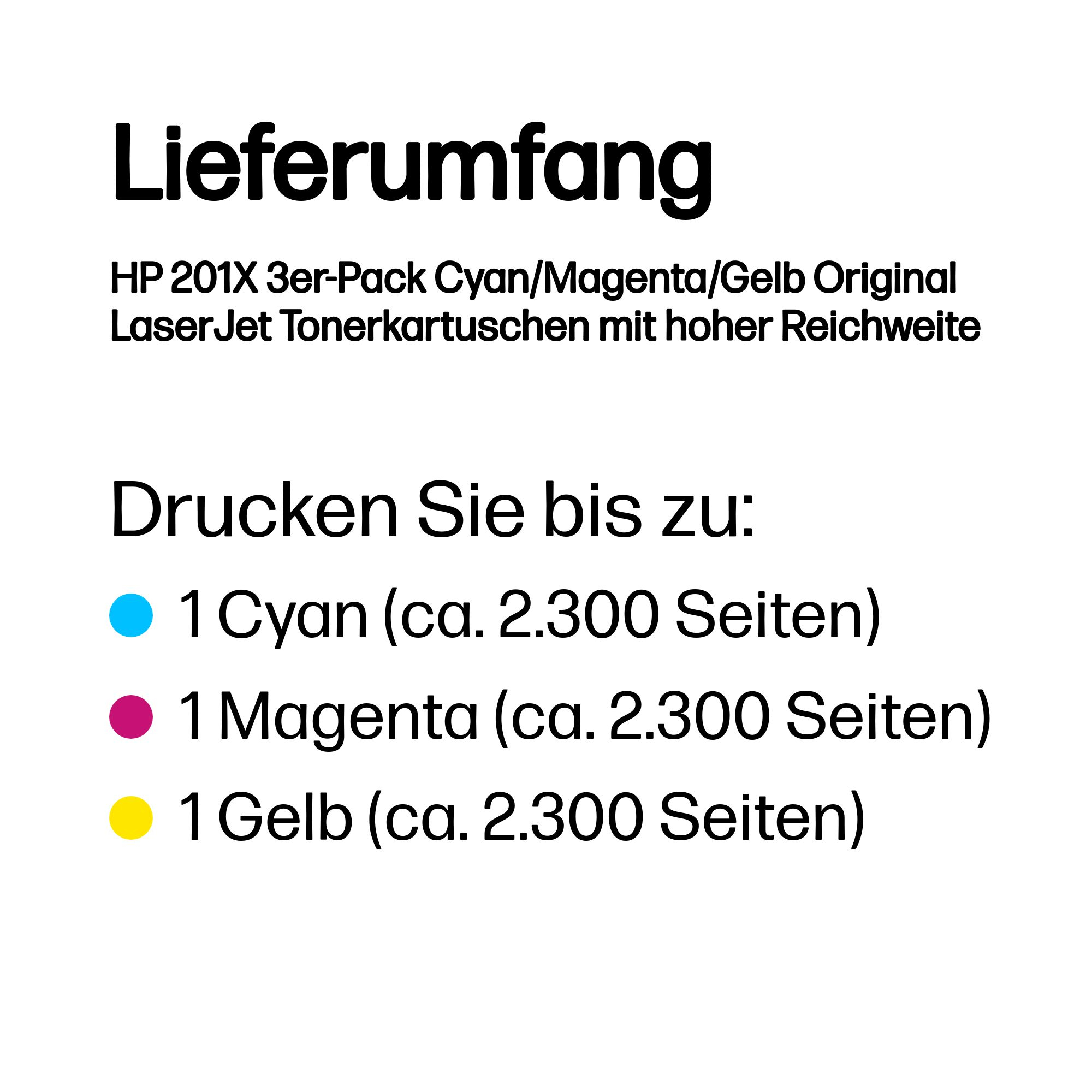 HP 201X 3er-Pack Cyan/Magenta/Gelb Orig. LaserJet Tonerkar. HP 201X 3er-Pack Cyan/Magenta/Gelb Orig. LaserJet Tonerkar. – Bild 3