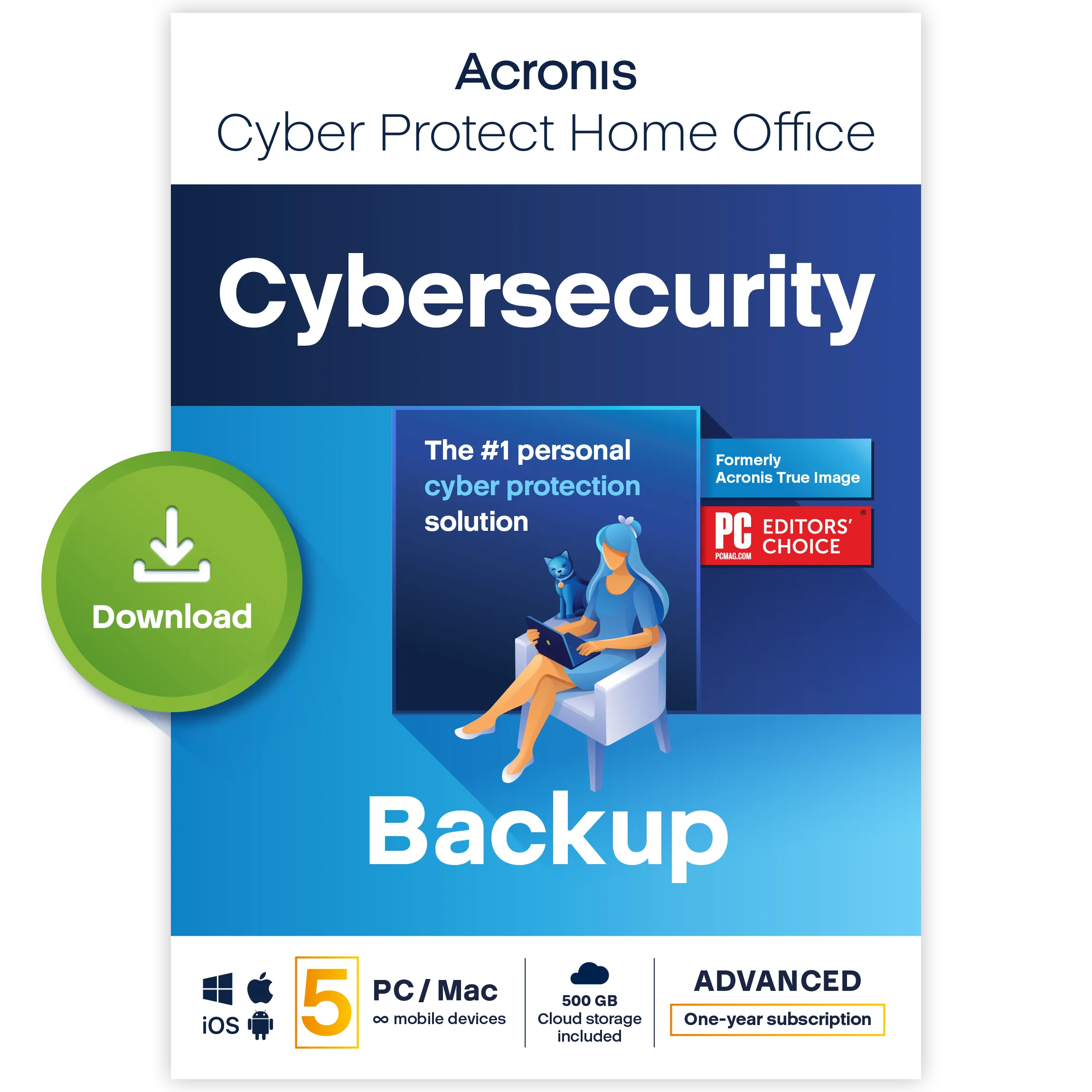 Acronis Cyber Protect Home Office 2023 - Advanced - 5 Computer + 500 GB Cloud Storage - 1 year Acronis Cyber Protect Home Office 2023 - Advanced - 5 Computer + 500 GB Cloud Storage - 1 year